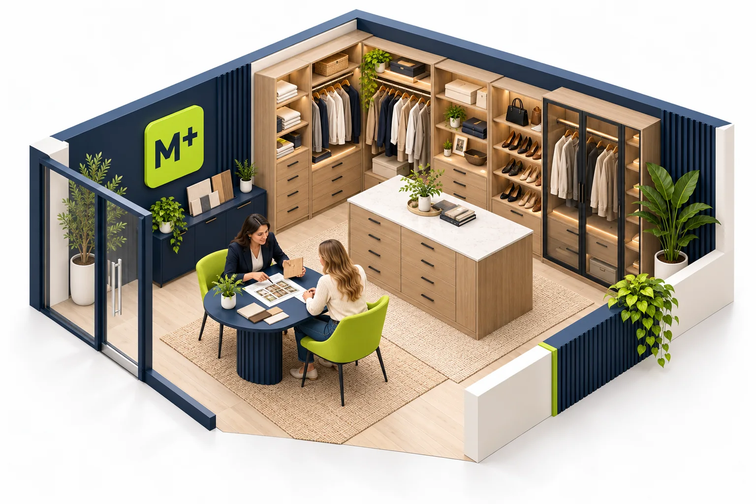 M+ Custom Closets business world.