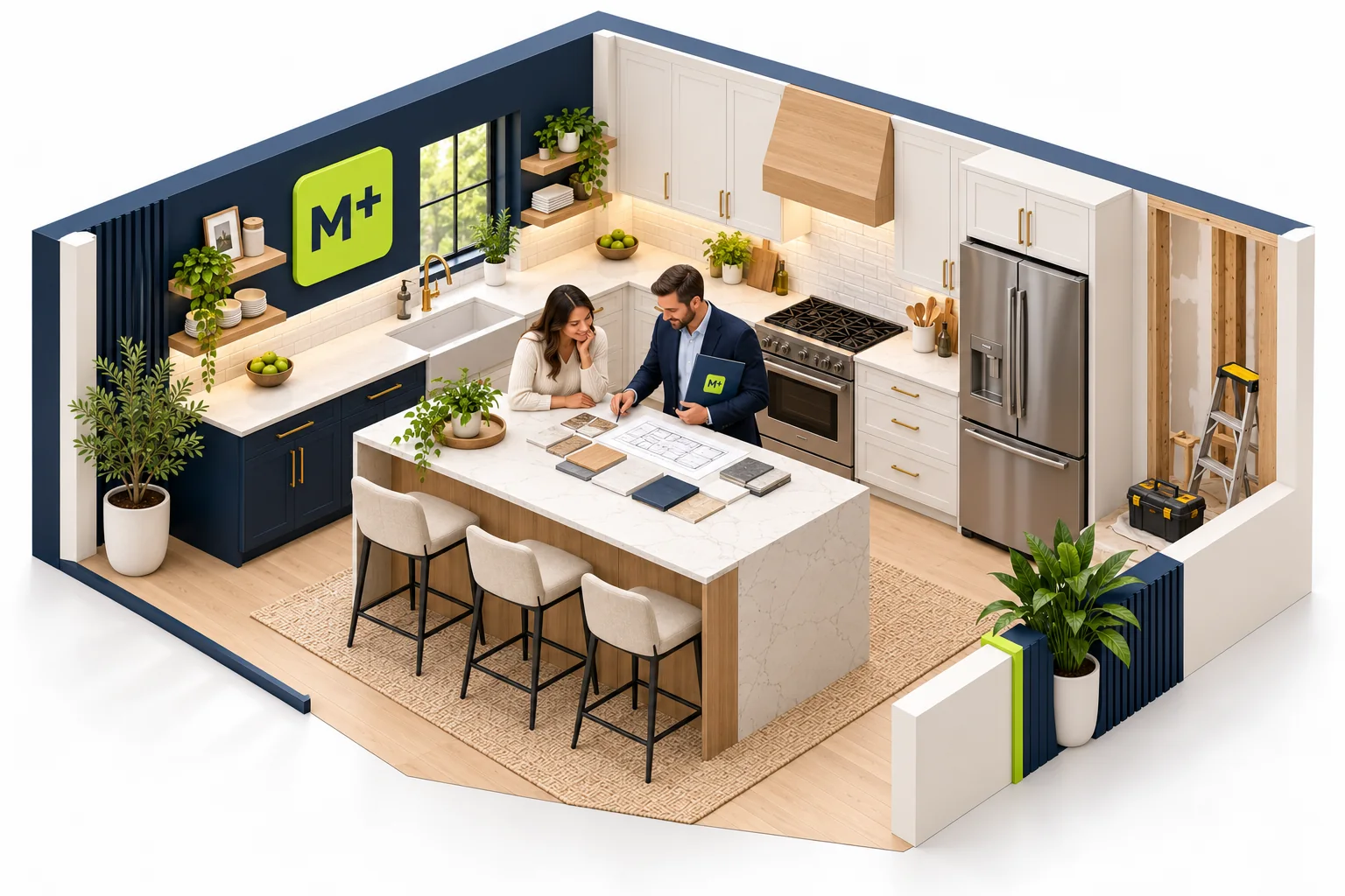 M+ Remodeling business world.