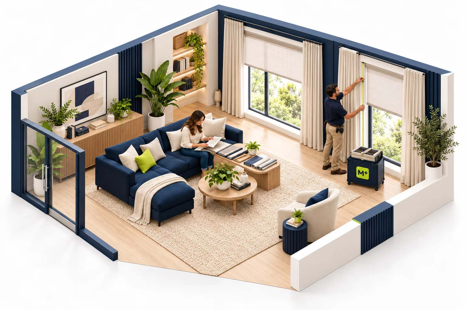 M+ Window Treatments business world.